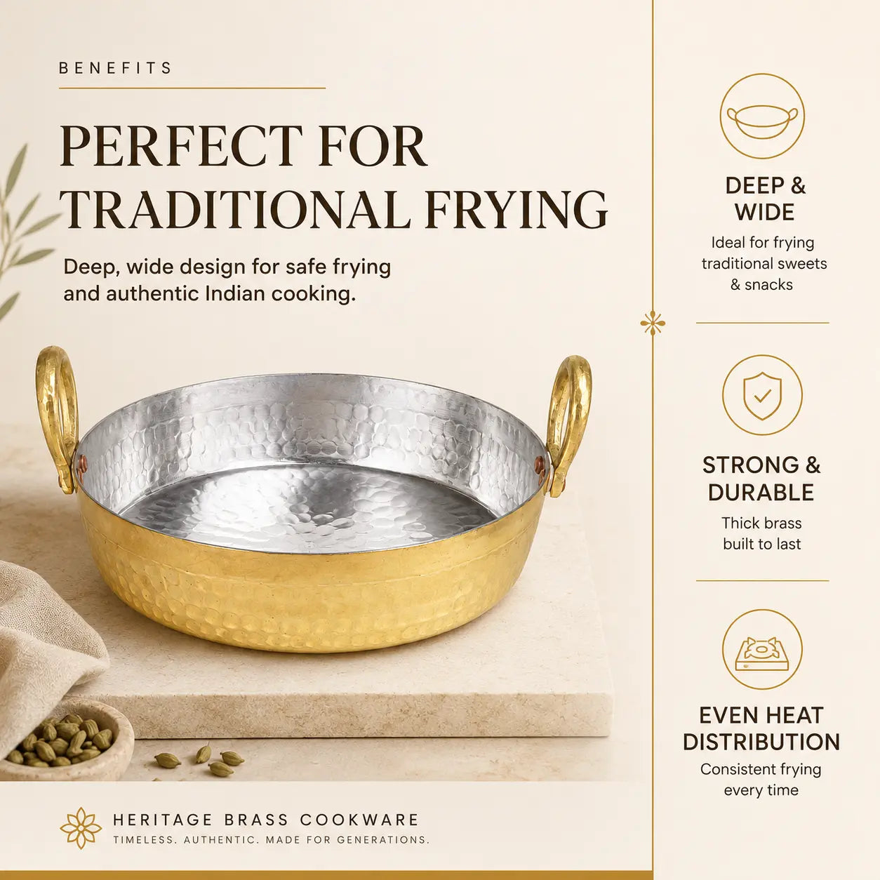 Brass Jalebi Kadai (Flat Kadai)