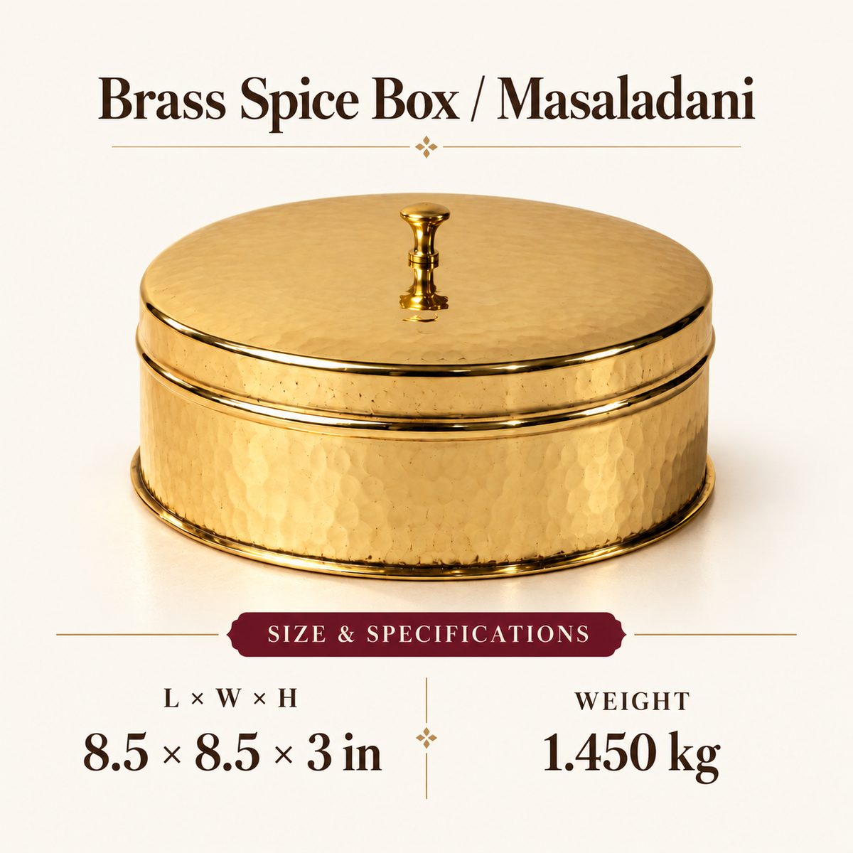 Brass Masala Dani (Spice Box)