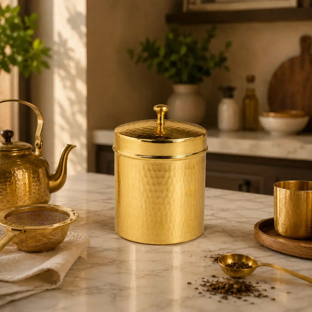 Brass Tea & Sugar Box (Dabba)