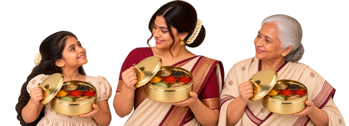 Brass Masala Dani (Spice Box)
