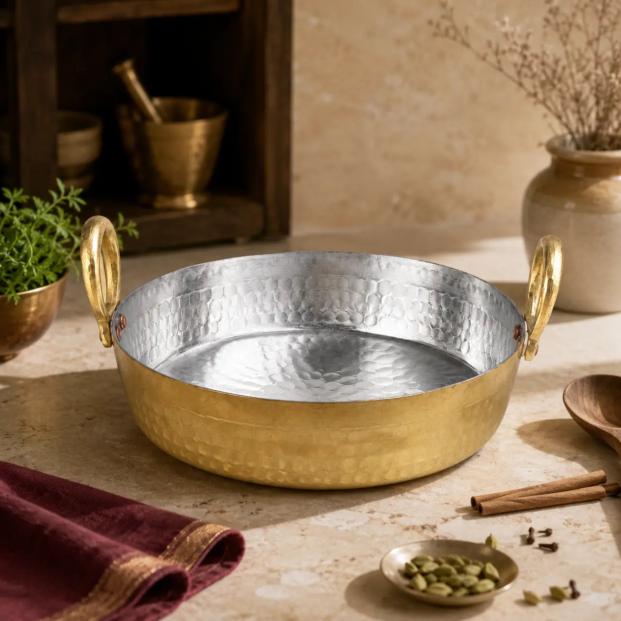 Brass Jalebi Kadai (Flat Kadai)