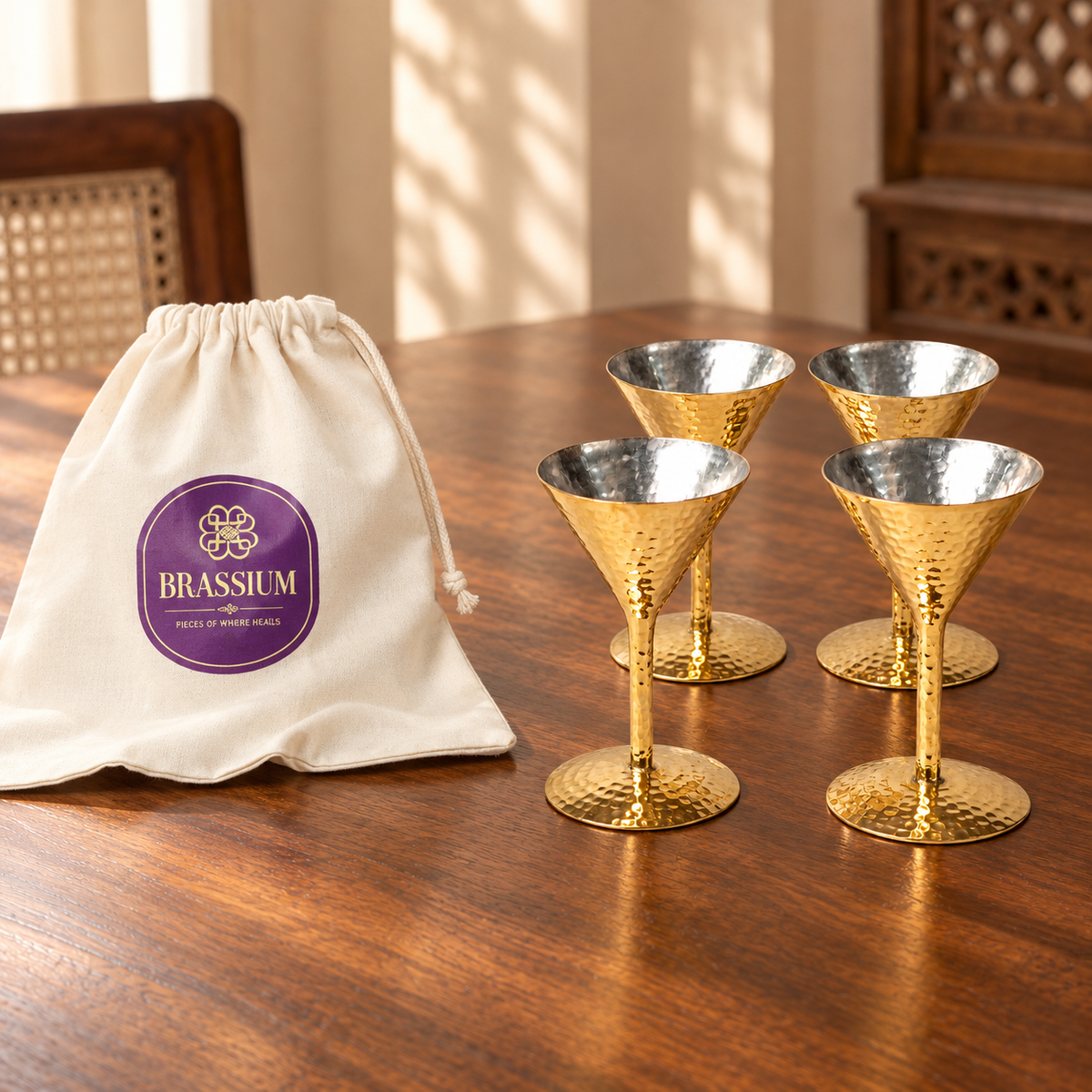 Brass Cocktail Glass Set of 2