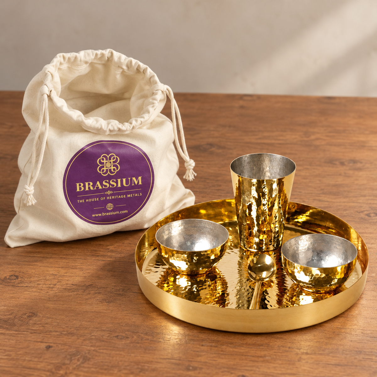 Brass Shahi Thali Set (5 Pcs)
