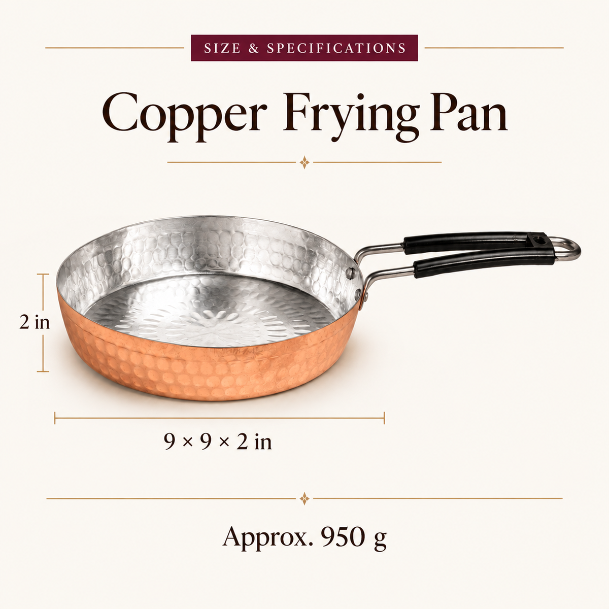 Copper Frying Pan Flat