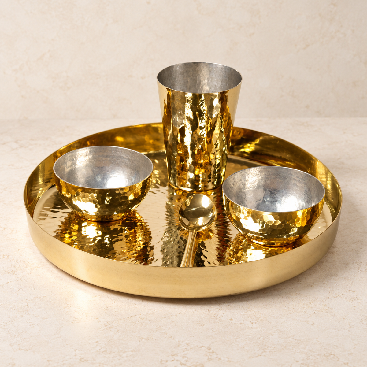 Brass Shahi Thali Set (5 Pcs)