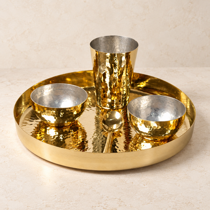 Brass Shahi Thali Set (5 Pcs)