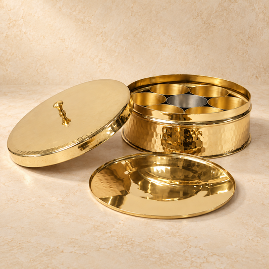 Brass Masala Dani (Spice Box)