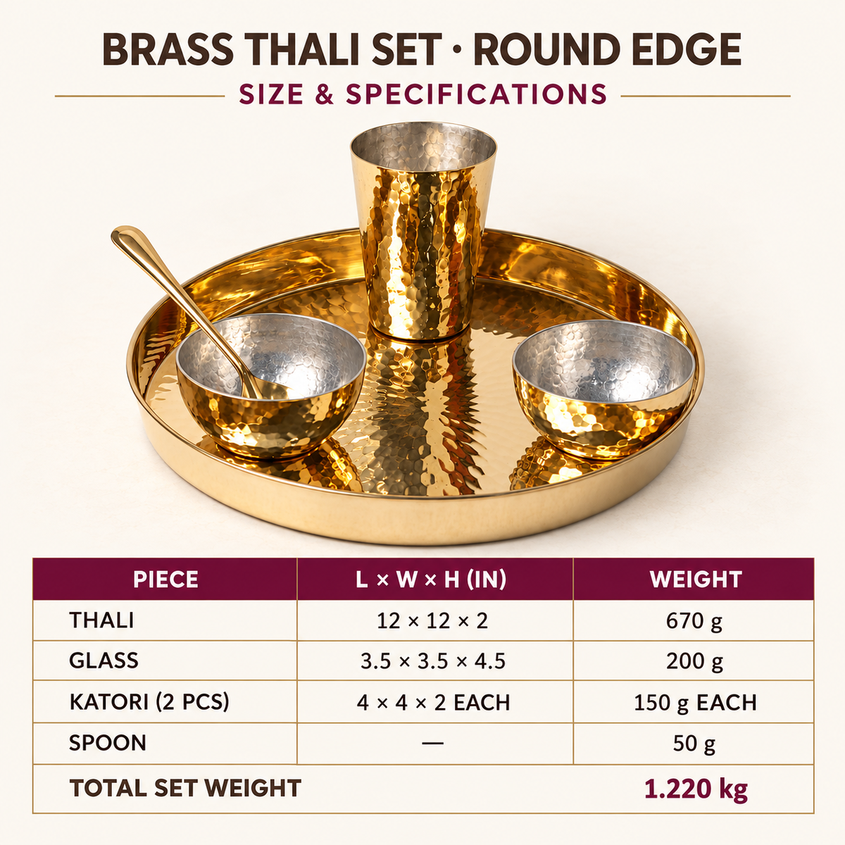 Brass Heritage Thali Set (5 Pcs.)