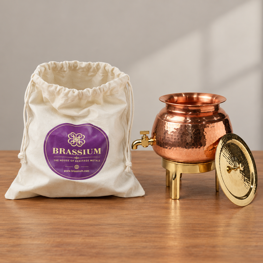 Hand-Hammered Copper Water Matka / Dispenser – 5 Litres